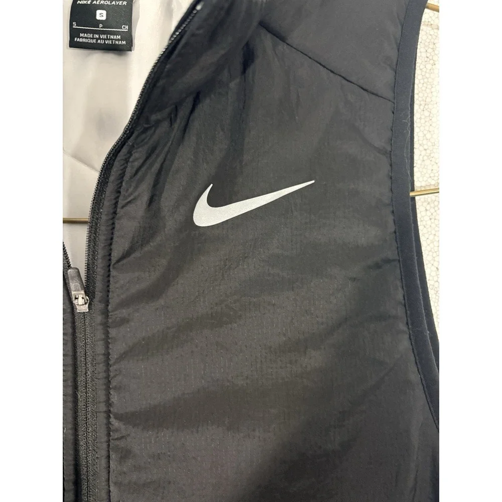 Nike Aerolayer Thermore Full Zip Running Vest Mens SMALL Black Bv4878-010‎